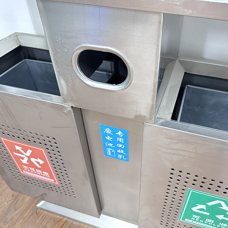 公園景區干濕不銹鋼戶外分類垃圾箱