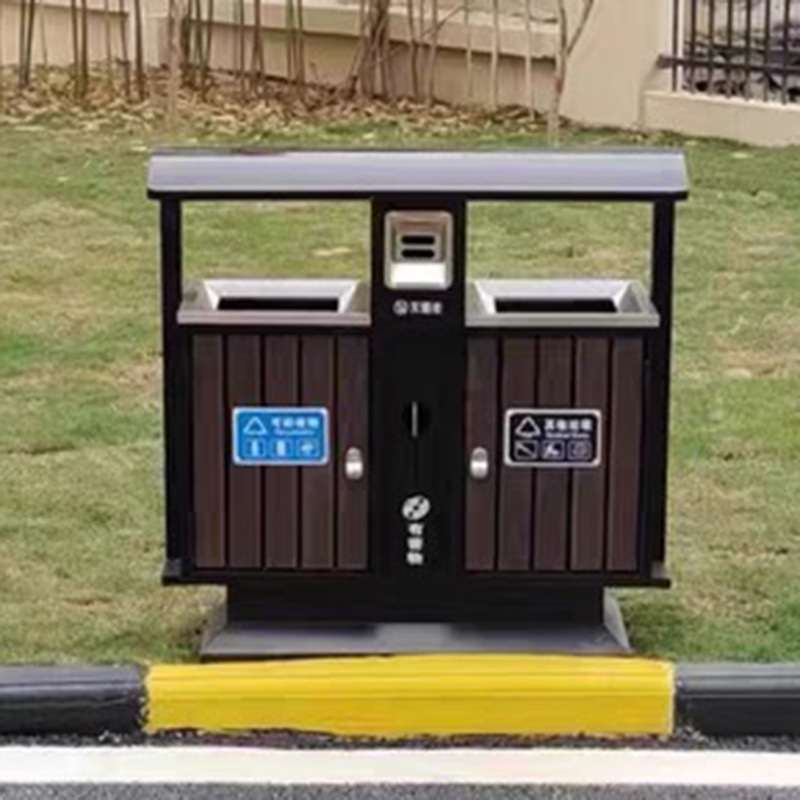 戶外果皮箱垃圾箱批發 鍍鋅板雙桶環衛垃圾箱 公園景區商用垃圾箱