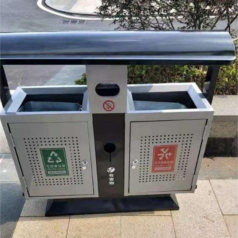 鍍鋅板大號環衛垃圾箱 室外雙桶分類垃圾箱 街道小區公共垃圾箱