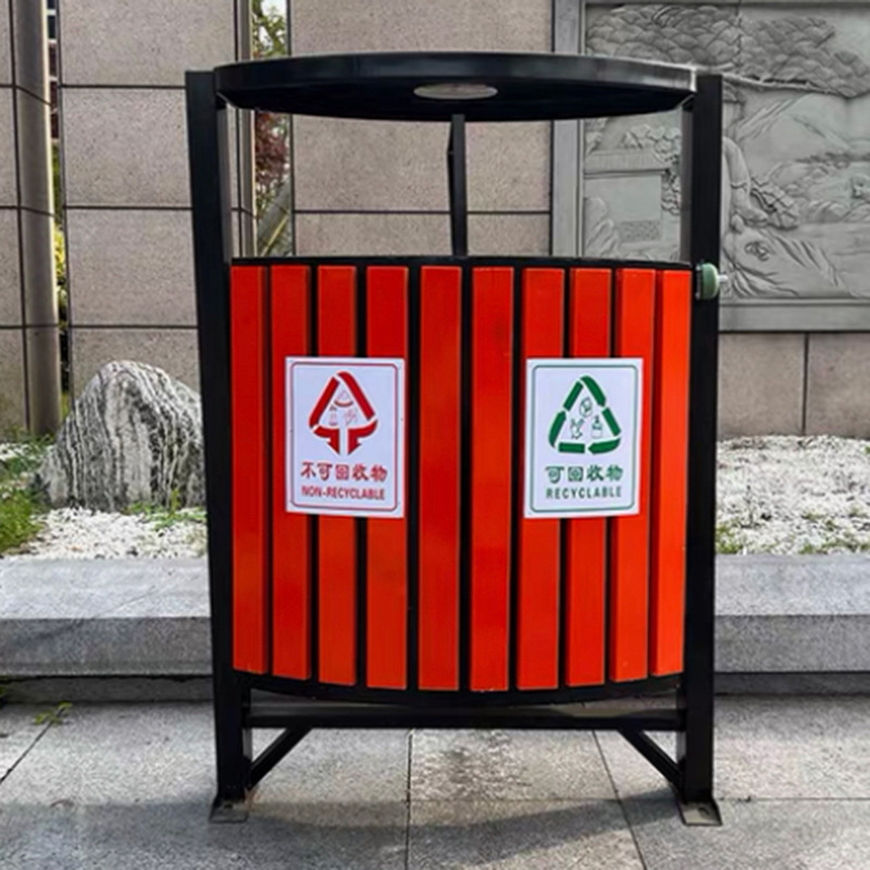 防腐木戶外復古垃圾箱 街道小區景區分類垃圾箱 市政垃圾箱批發