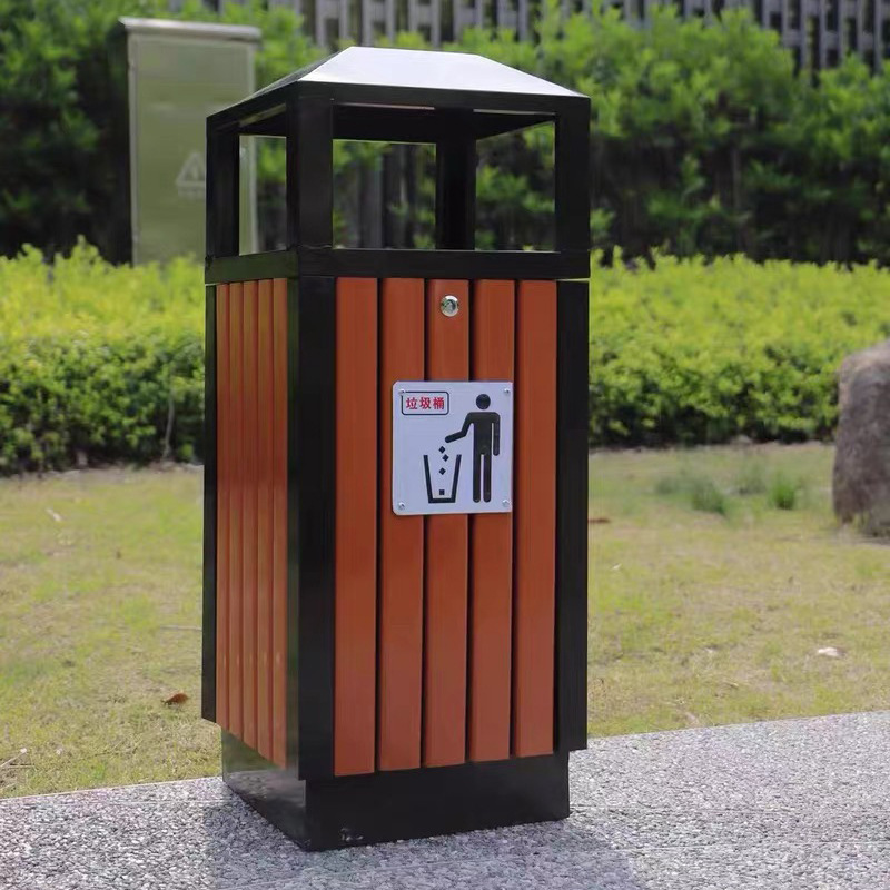 街道鍍鋅板商用垃圾箱 公園景區室外果皮箱批發 仿古大號垃圾桶